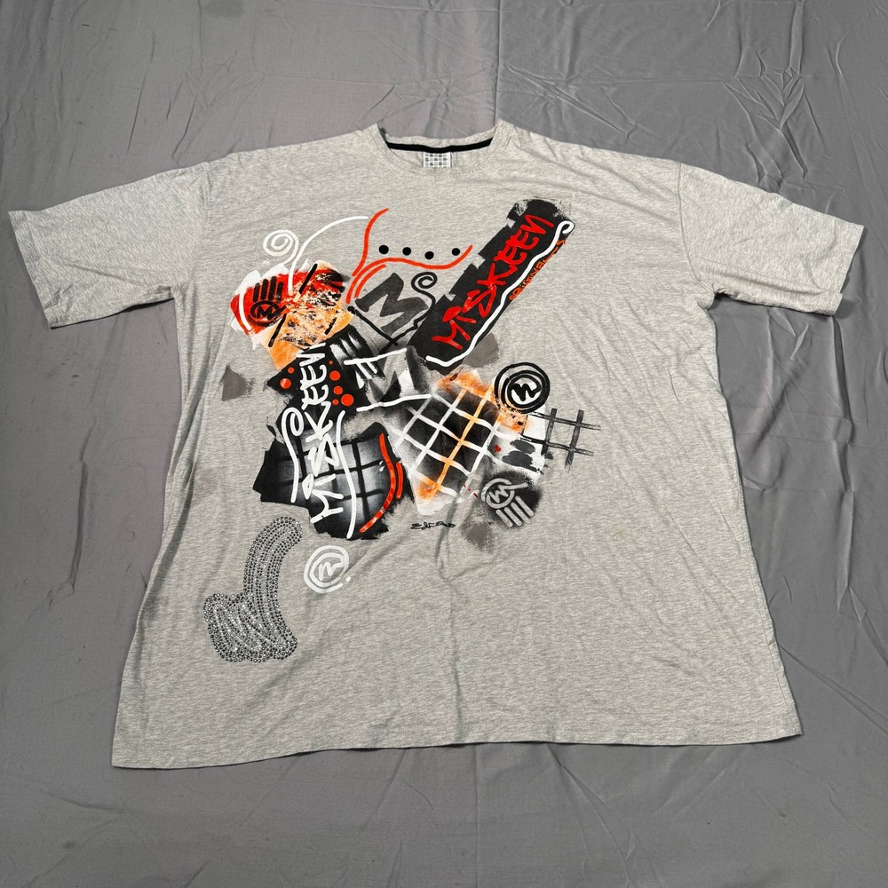 Miskeen Originals Mens 5XL Gray Graphic T-Shirt Graffiti Streetwear Cotton Tee